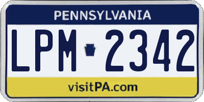 PA license plate LPM2342