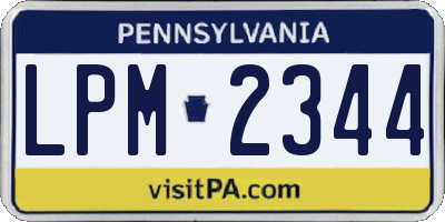 PA license plate LPM2344
