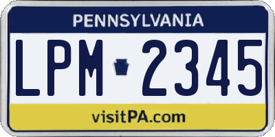 PA license plate LPM2345