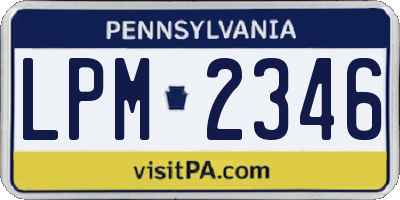 PA license plate LPM2346