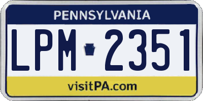 PA license plate LPM2351