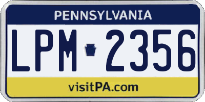 PA license plate LPM2356