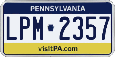 PA license plate LPM2357