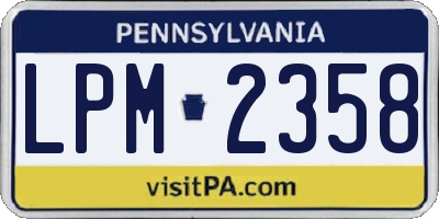 PA license plate LPM2358