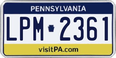PA license plate LPM2361