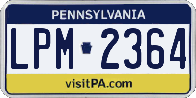 PA license plate LPM2364