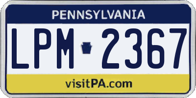 PA license plate LPM2367