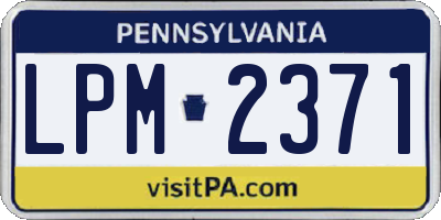 PA license plate LPM2371
