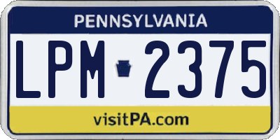 PA license plate LPM2375