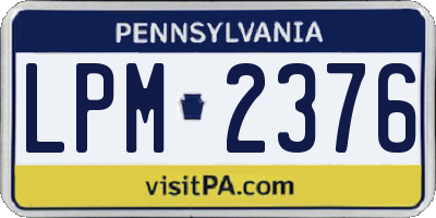 PA license plate LPM2376