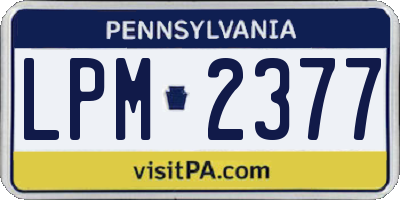 PA license plate LPM2377