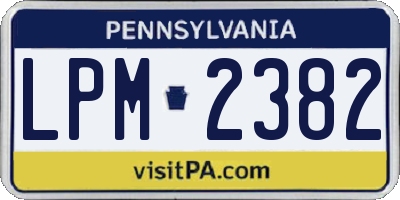 PA license plate LPM2382