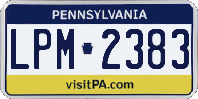 PA license plate LPM2383