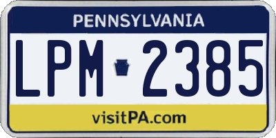 PA license plate LPM2385