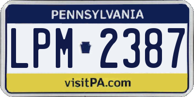 PA license plate LPM2387