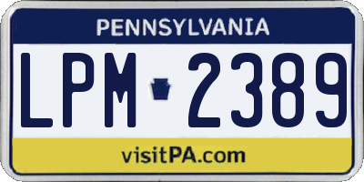 PA license plate LPM2389