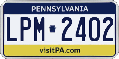 PA license plate LPM2402