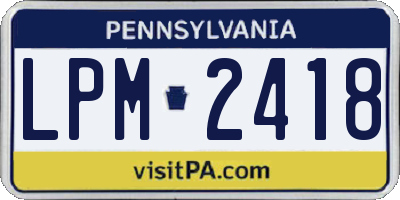 PA license plate LPM2418