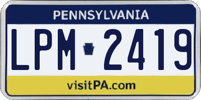 PA license plate LPM2419