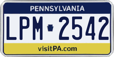 PA license plate LPM2542