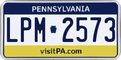 PA license plate LPM2573