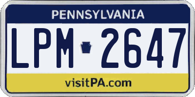 PA license plate LPM2647