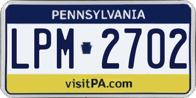 PA license plate LPM2702
