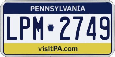 PA license plate LPM2749