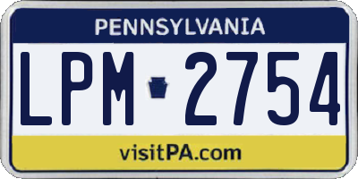 PA license plate LPM2754
