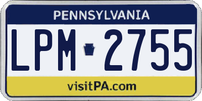 PA license plate LPM2755