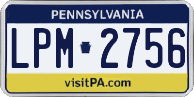 PA license plate LPM2756