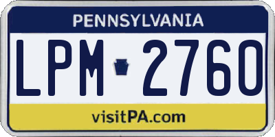 PA license plate LPM2760