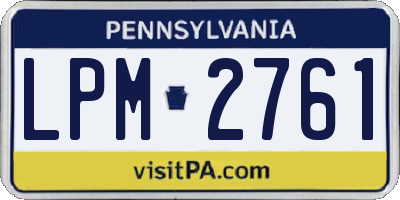 PA license plate LPM2761