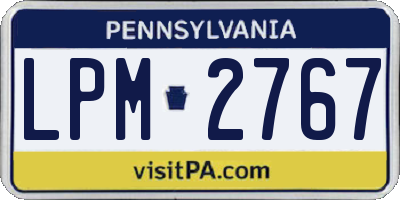 PA license plate LPM2767