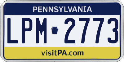 PA license plate LPM2773