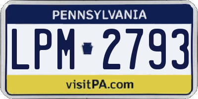 PA license plate LPM2793