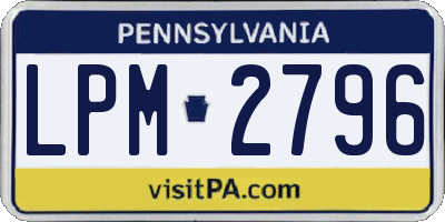 PA license plate LPM2796