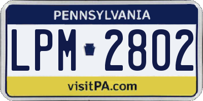 PA license plate LPM2802