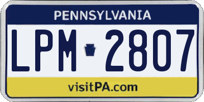 PA license plate LPM2807