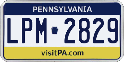 PA license plate LPM2829