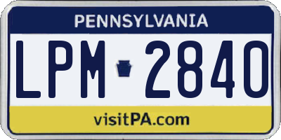 PA license plate LPM2840