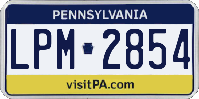 PA license plate LPM2854