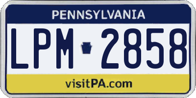 PA license plate LPM2858