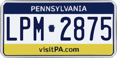PA license plate LPM2875