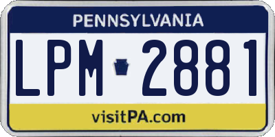 PA license plate LPM2881