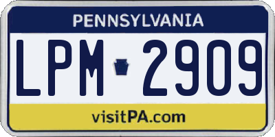 PA license plate LPM2909