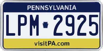 PA license plate LPM2925