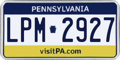 PA license plate LPM2927