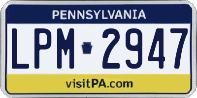 PA license plate LPM2947