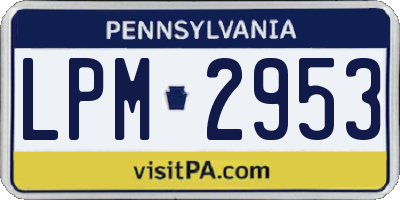 PA license plate LPM2953